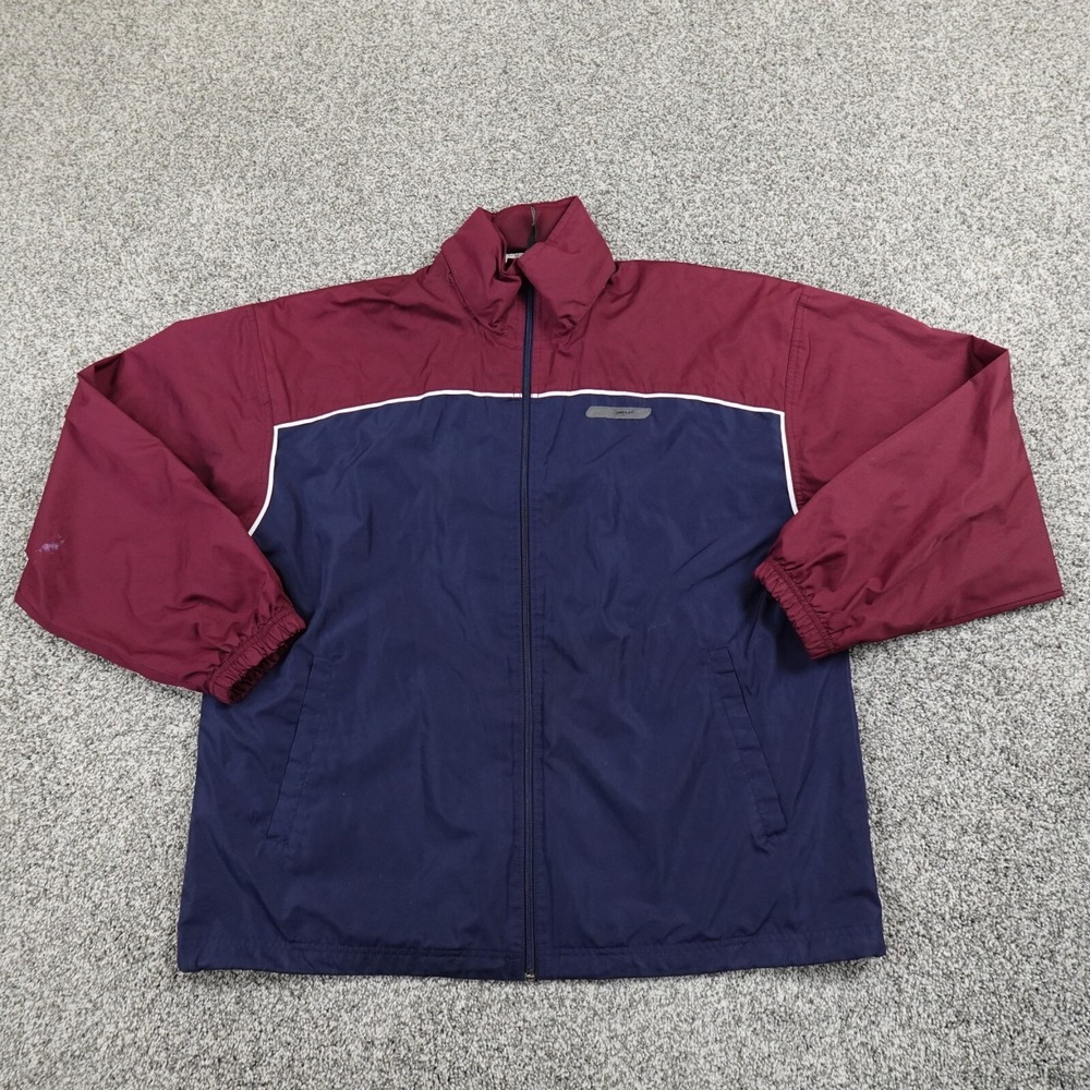 VTG Reebok Jacket Mens‎ M Red Blue Athletic Active Hooded Windbreaker Coat Y2K
